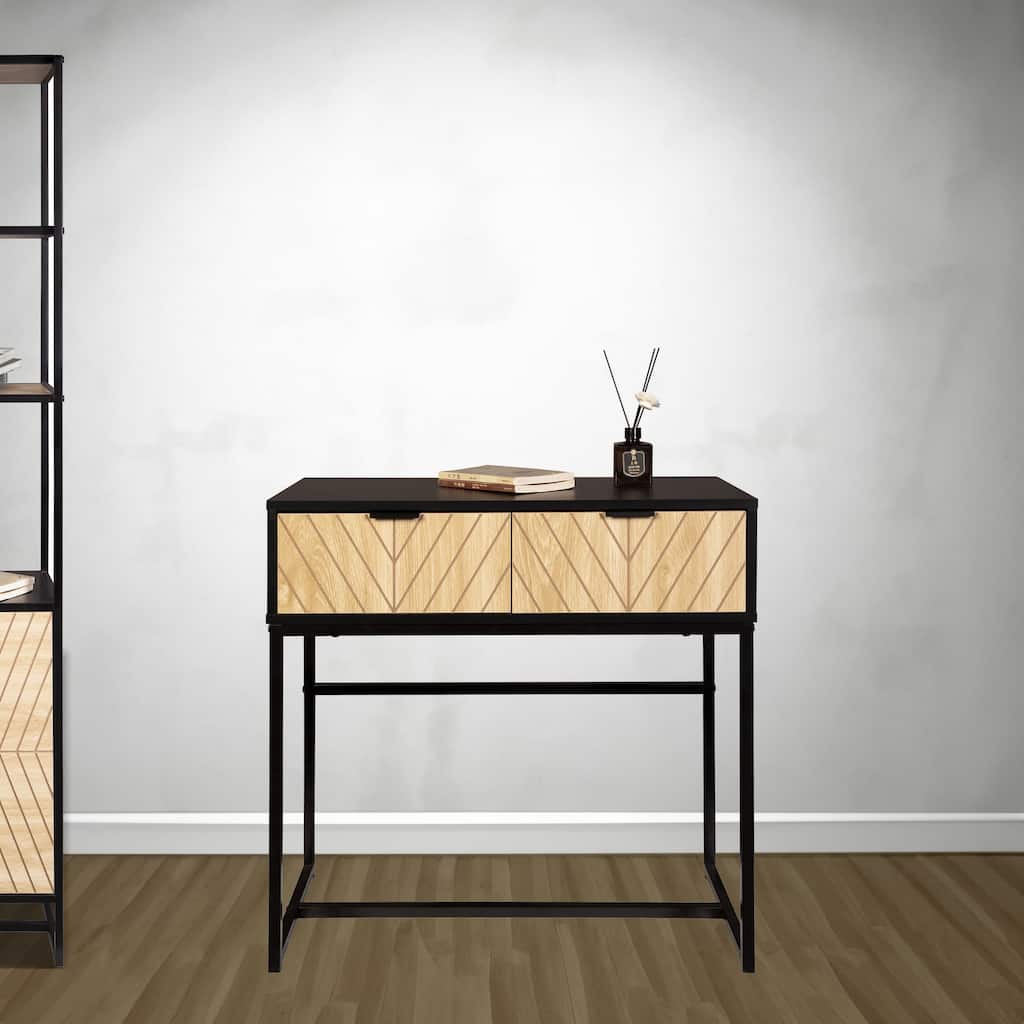 Bali Coastal Modern 2 Drawer Black Console Table