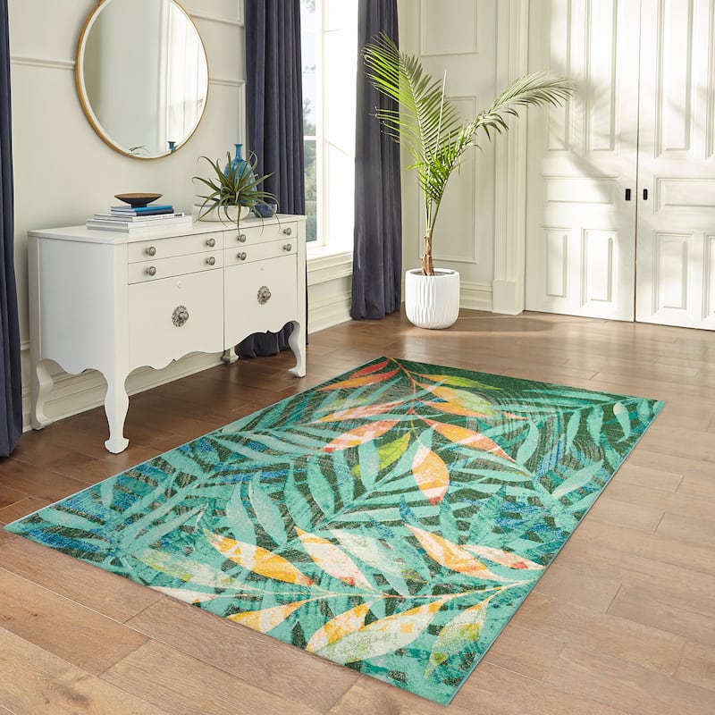 Liora Manne Marina Leaves Indoor/Outdoor Rug - 8'10" x 11'9" - Blue