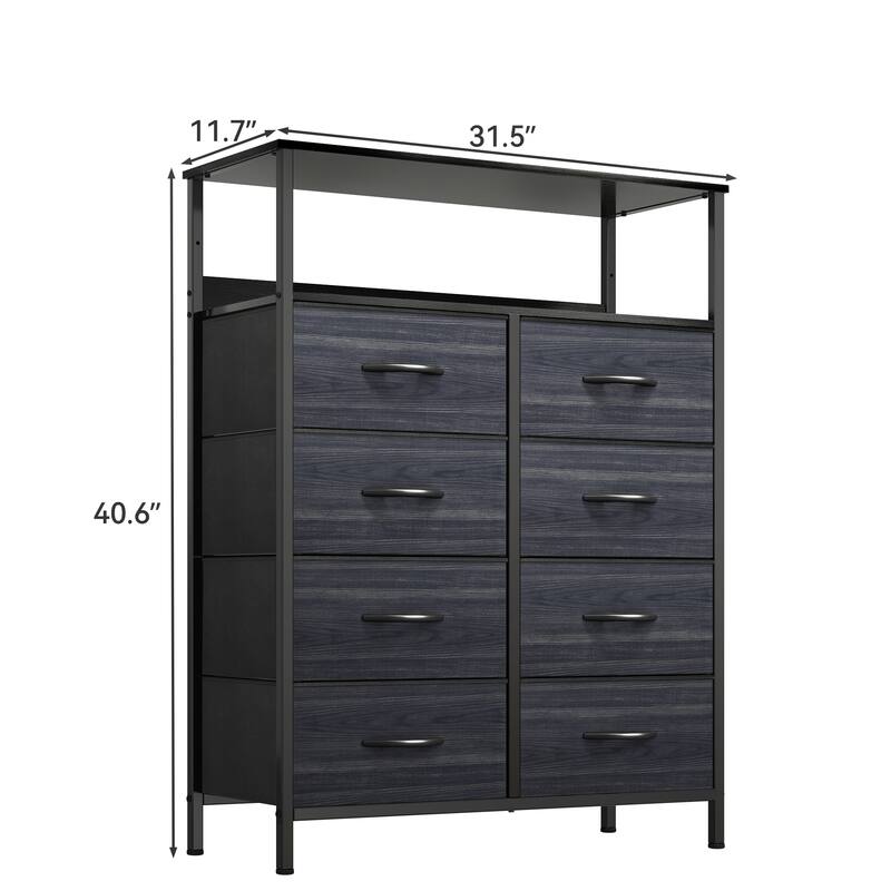 Modern Wide Dresser Storage Tower with 8 Drawers