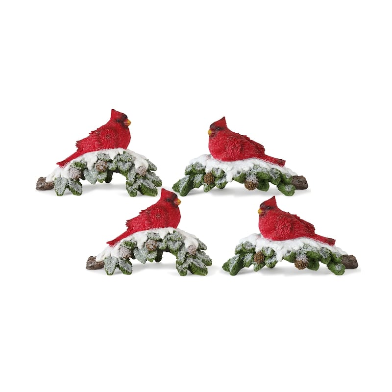 Cardinal on Branch (Set of 4)