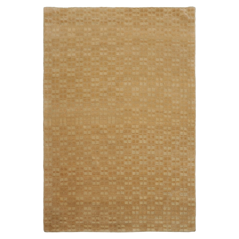 Wool & Silk Beige Tibetan Transitional Swiss Wash 4'1''x5'10'' Hand Knotted Rug - 4' 1'' x 5' 10'' - 4' 1'' x 5' 10''