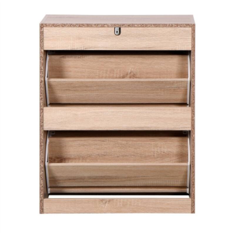 Wooden shoe cabinet with 2 flip drawers that can hold 10 pairs of shoes