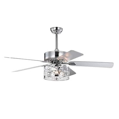 52 Inch Crystal Chandelier Fan Dual Finish Reversible Blades
