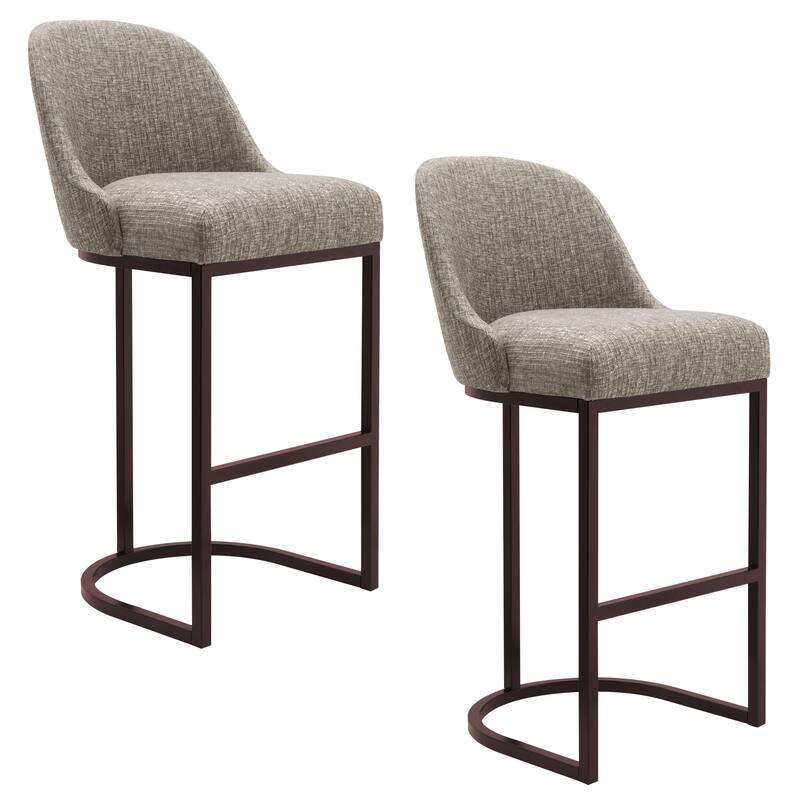 Leick Home 10133ES/GL Barrelback Bar Stool with Metal Base Set of 2