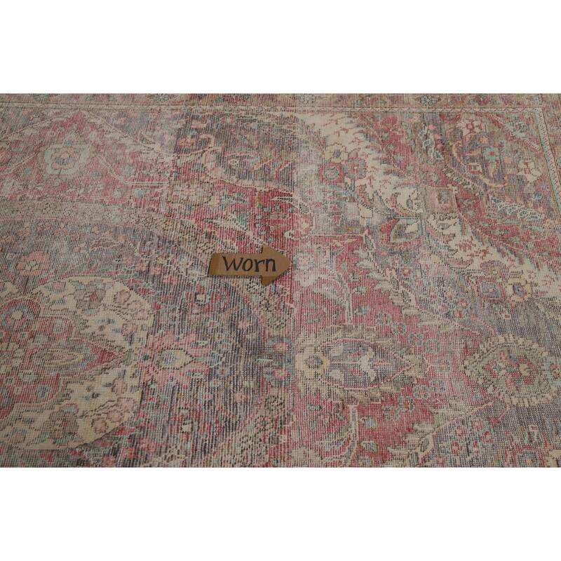Tabriz Persian Vintage Area Rug Hand-Knotted Medallion Wool Carpet - 6'9" x 9'3"