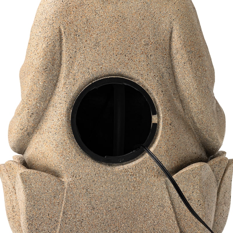 Glitzhome 21.75"H 2-Tiered Lighted Zen Style Frog Elephant Polyresin Outdoor Fountains