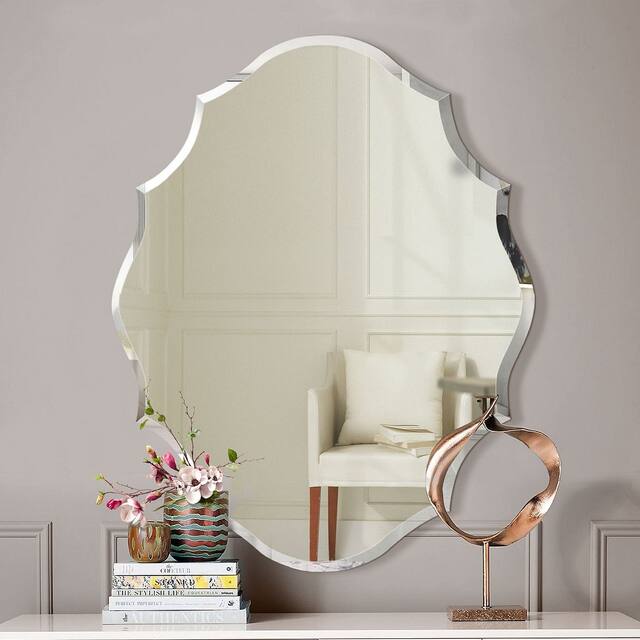 Mirror Trend Beveled Accent Frameless Wall Mirror - Silver(22*28)