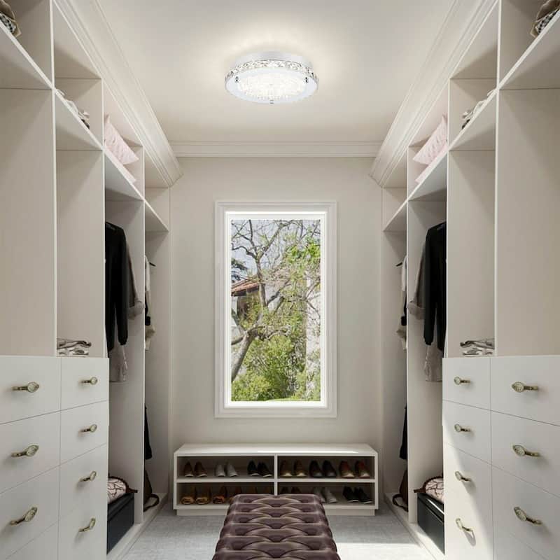 LED Crystal Flush Mount Ceiling Light Dimmable Crystal Light Fixture Flush Mount Lighting Crystal Ceiling Light - 11in