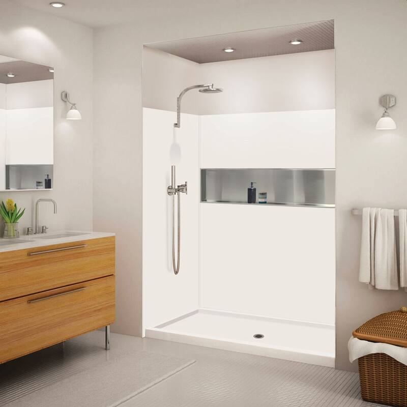 Transolid Expressions 60-in X 32-in X 72-in Glue to Wall Shower Kit - 32" x 60" x 72" - White