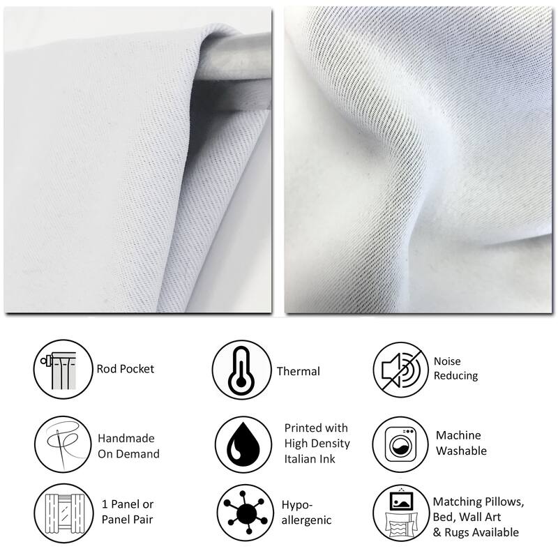 Designart 'White, Grey and White Marble Acrylic IX' Modern Blackout Curtain Single Panel