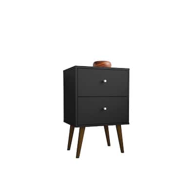 Liberty Mid Century Modern Black Nightstand 2.0 with 2 Extension Drawers