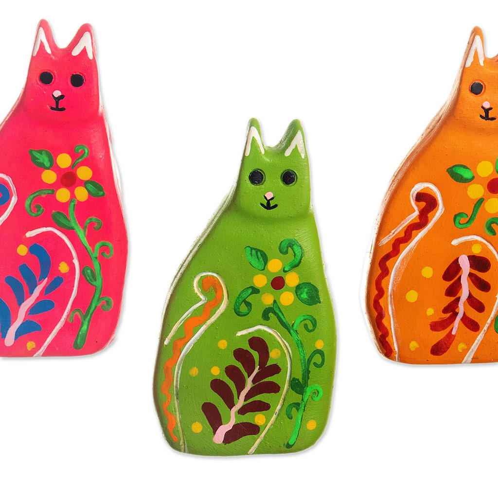 Novica Handmade Guardian Kitten Ceramic Statuette Assorted