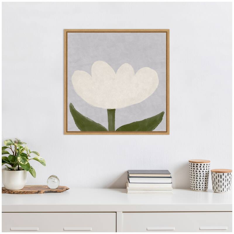 Kate and Laurel White Tulip by Gabrielly Guedes Framed Canvas Wall Art Print