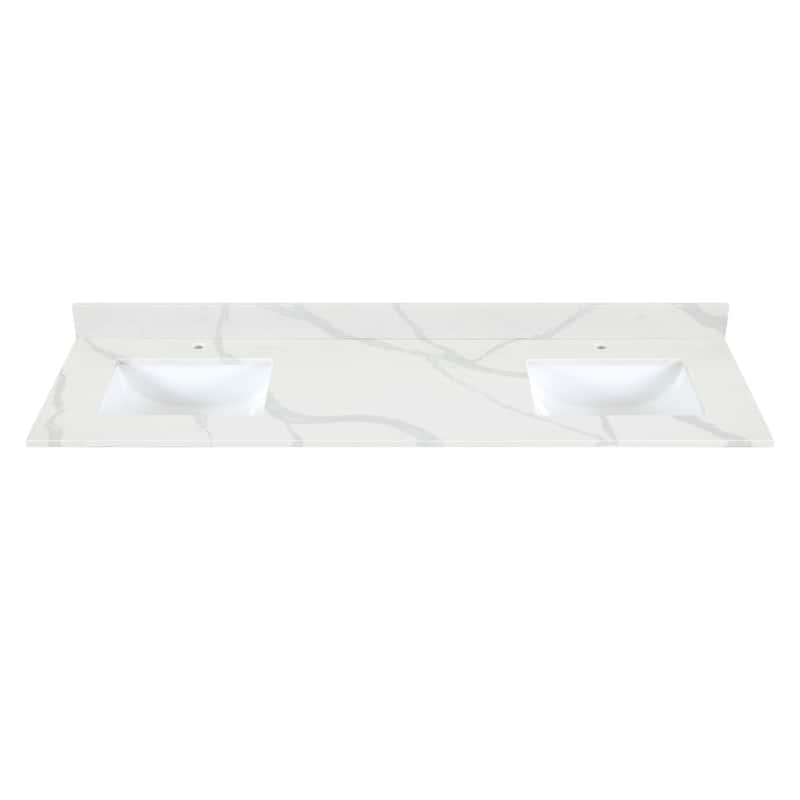 Altair Arbios Calacatta White Quartz Stone Vanity Top in Single Faucet Hole Without Vanity - 72 inches