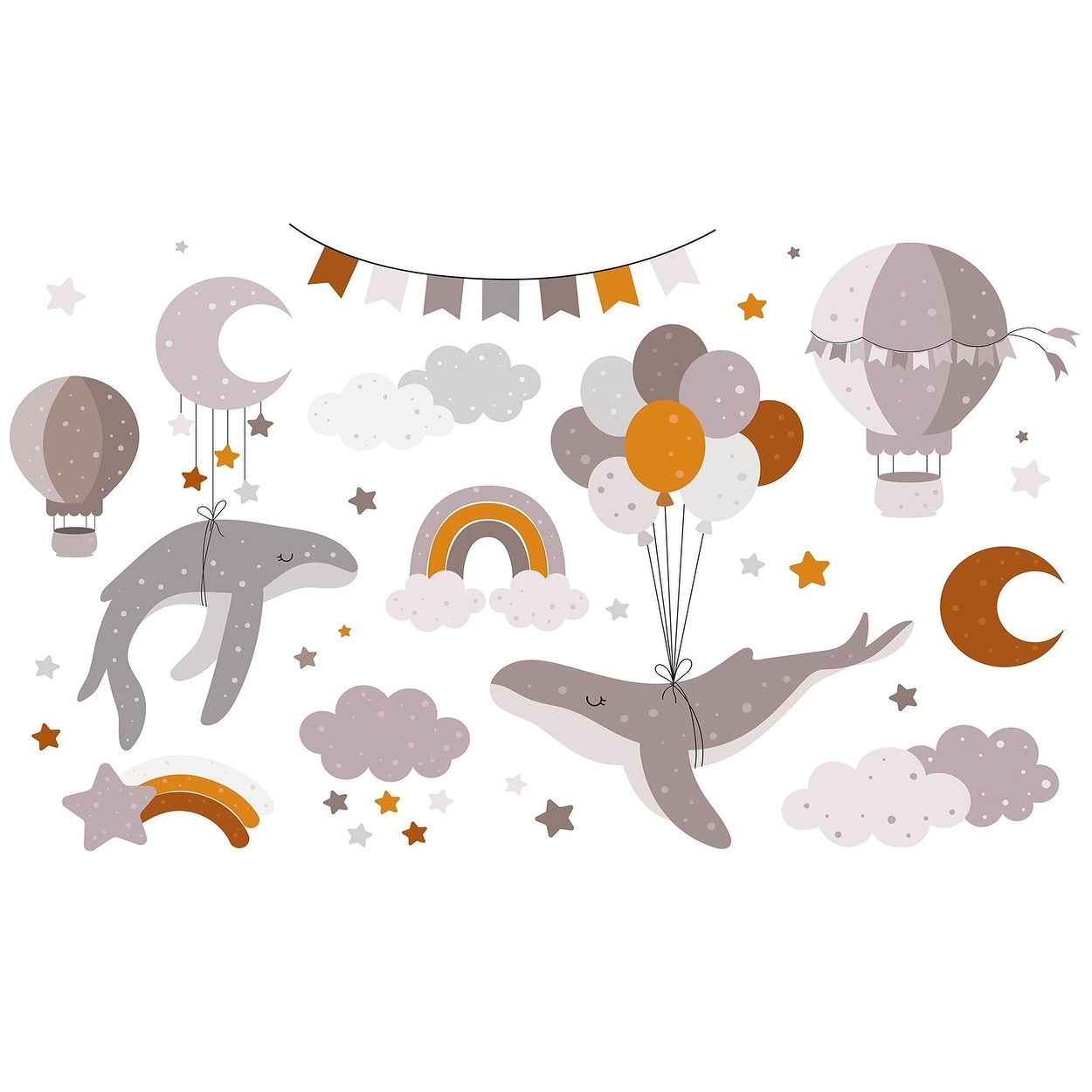 Premium Wallpaper Wall Mural - Whimsical Sky Friends