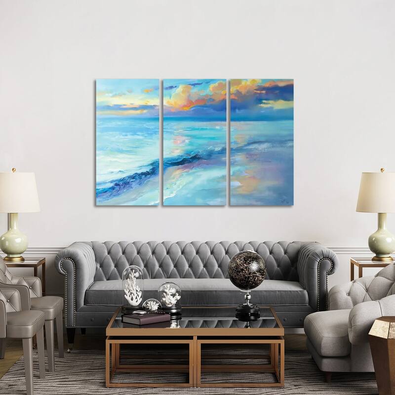 iCanvas "Evening Sky Over The Sea" by Katharina Valeeva 3-Piece Canvas Wall Art Set - 40x60x1.5