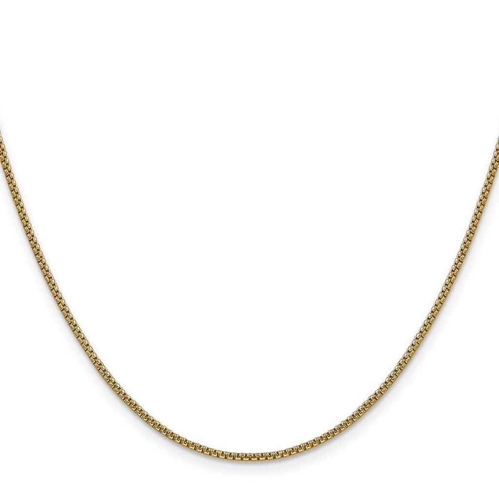 Curata 14k Yellow Gold 1.5mm Hollow Round Box Chain Necklace Options: 16 18 20 22 24 26 28 30