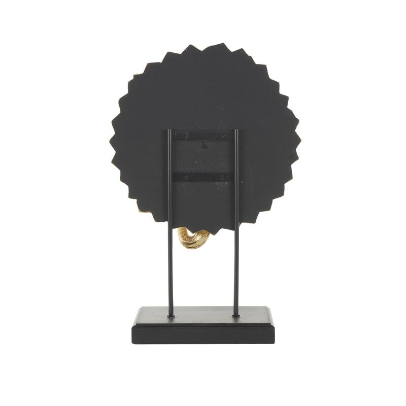 Resin Elephant Decorative Sculpture with Mirrored Sunburst Accent and Black Stand - Gold - Roche River Decor