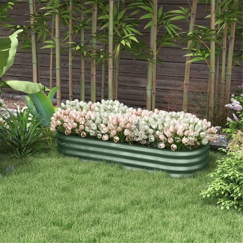 Outdoor Garden Bed with Galvanized Steel and Rubber-Sealed Top - 59" L x 24.5" W x 11.75" H - Green