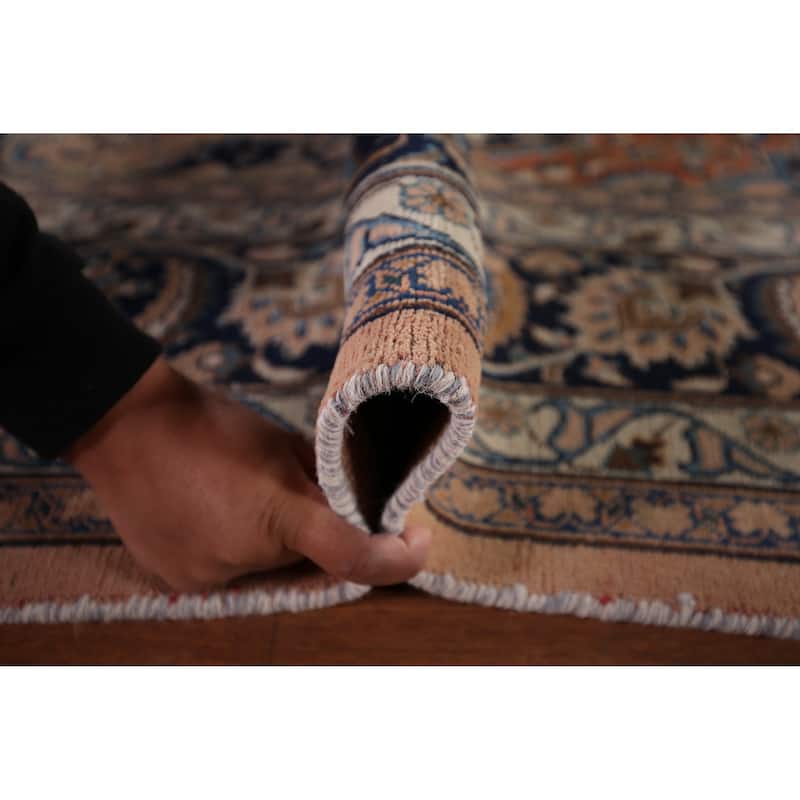 Traditional Mashad Persian Vintage Area Rug Hand-Knotted Wool Carpet - 8'4"x 11'2"