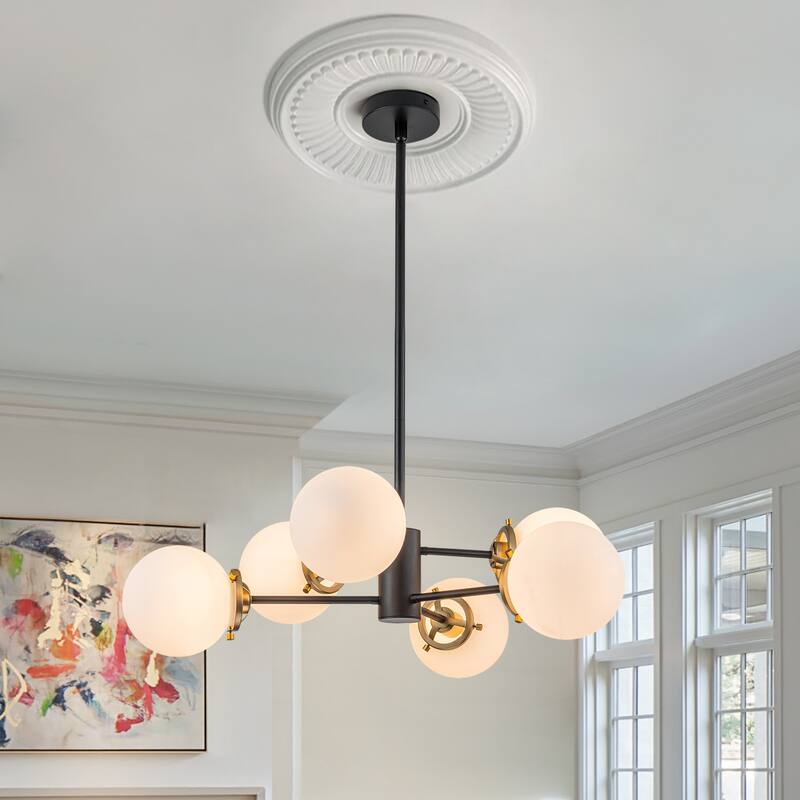 6-Light Modern Linear Sputnik Chandelier Cluster Globe Glass Kitchen Island Light