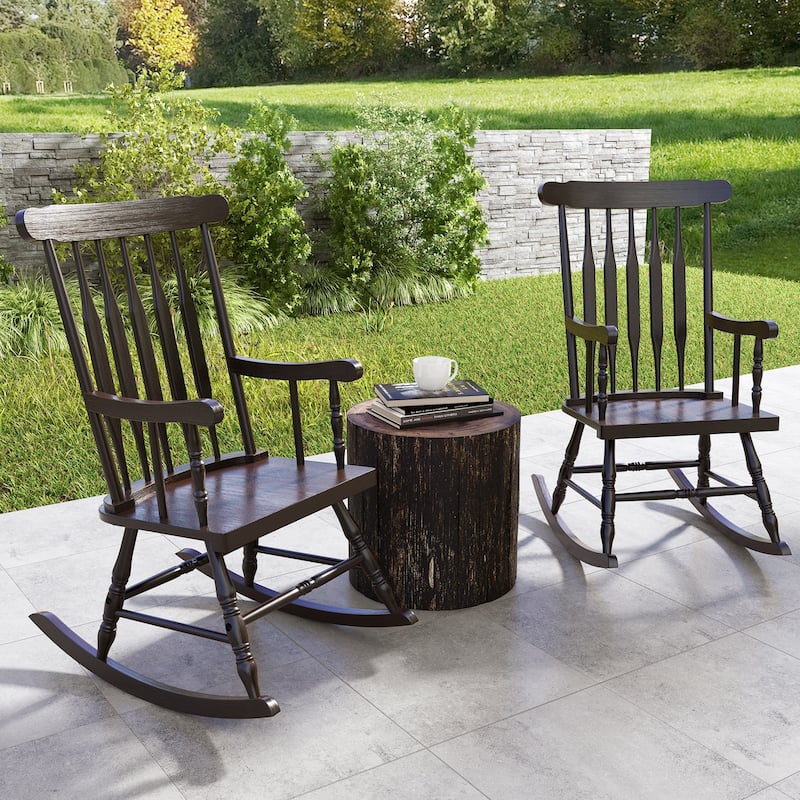 Costway Set of 2 Wood Rocking Chair Glossy Finish - See Details