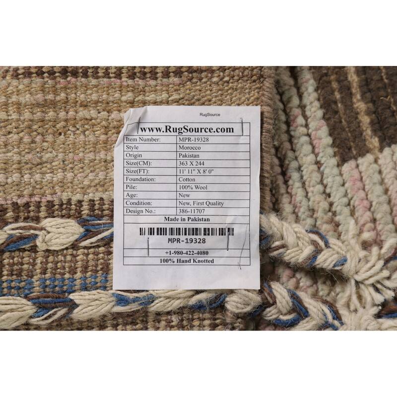 Abstract Moroccan Modern Area Rug Handmade Wool Carpet - 8'0" x 11'11"