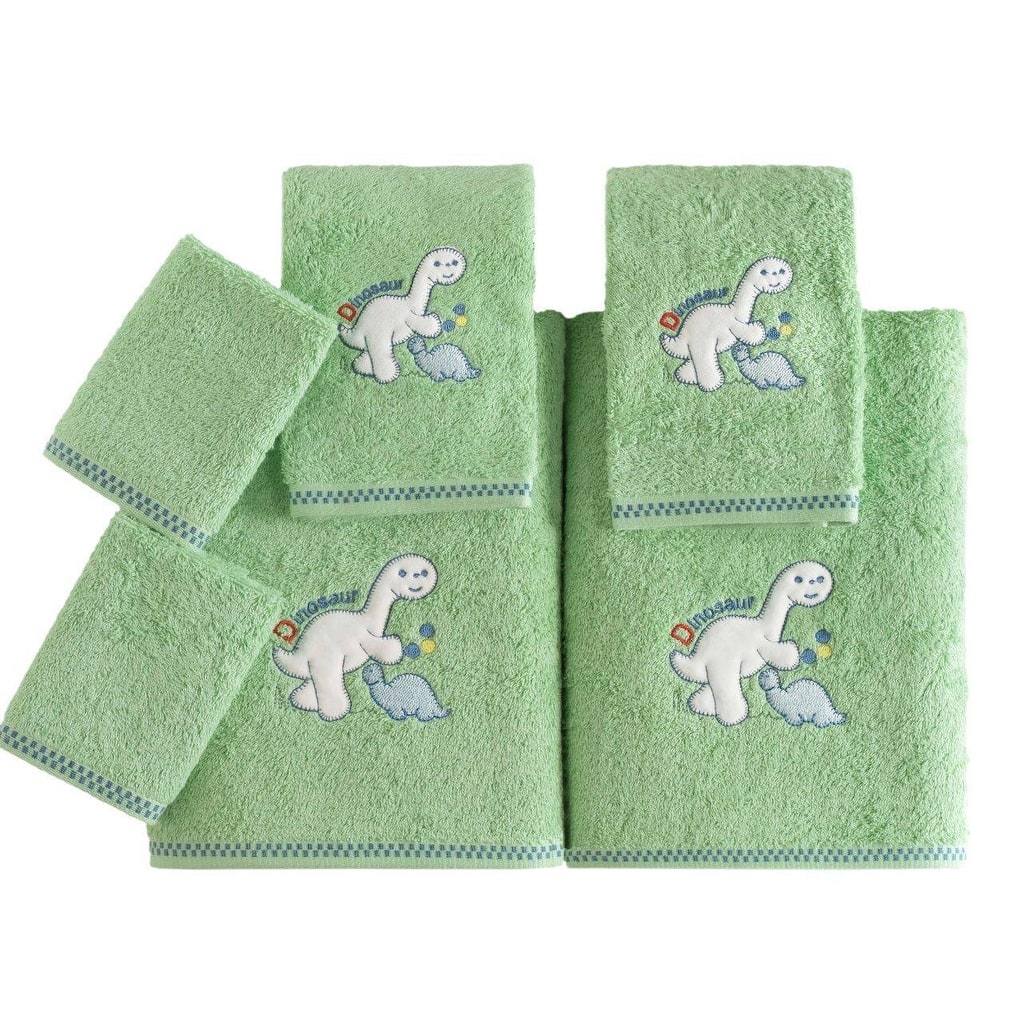 Lucia Minelli Kid's Dinosaur/Butterfly Embroidered Turkish Cotton Bath Towel Set of 6