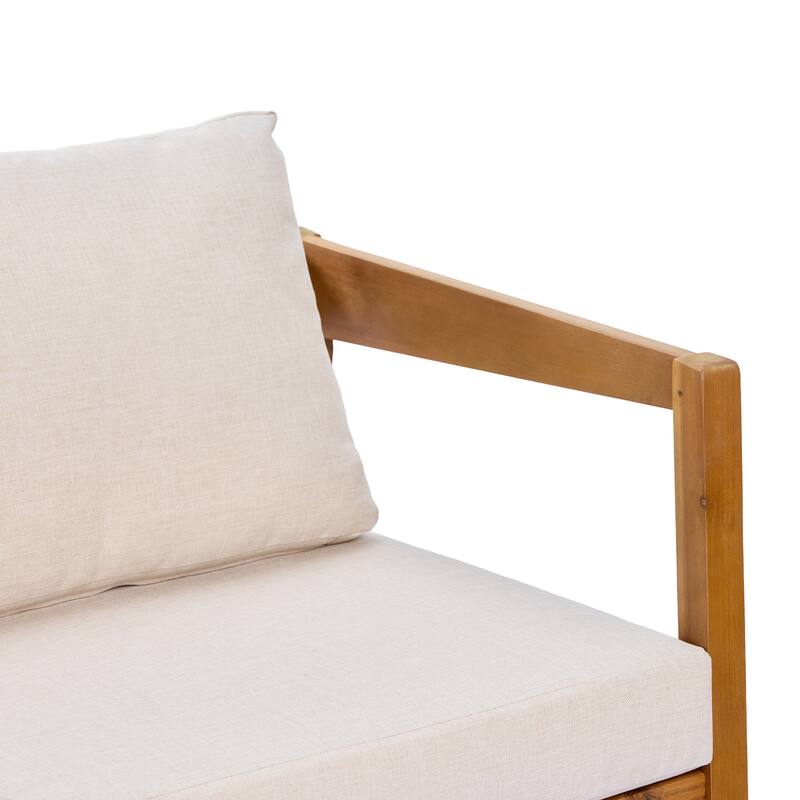 Christopher Knight Home Kaelis Acacia Wood 5-Piece Outdoor Patio Furniture Set with Cushion