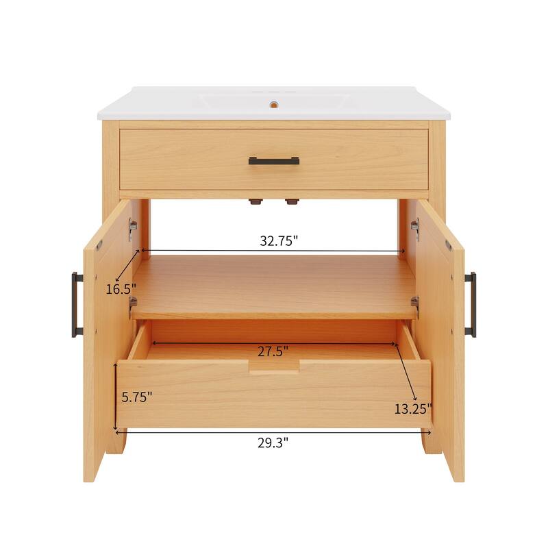 36"Freestanding Bathroom Vanity with Ceramic Sink