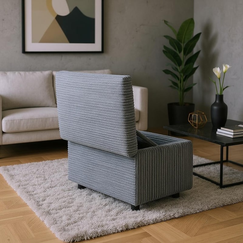Fabric Storage Ottoman with Hidden Compartment