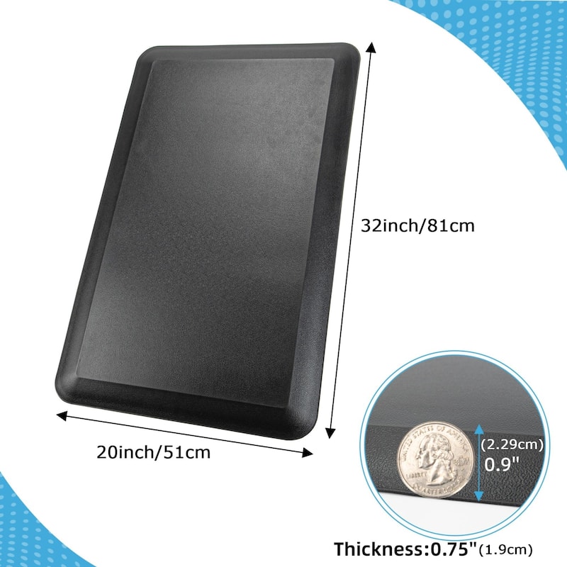 Art3d Memory Foam Floor Mat 32"x20"x0.75", Black Kitchen Mat - 32"x20"x0.75" - Black