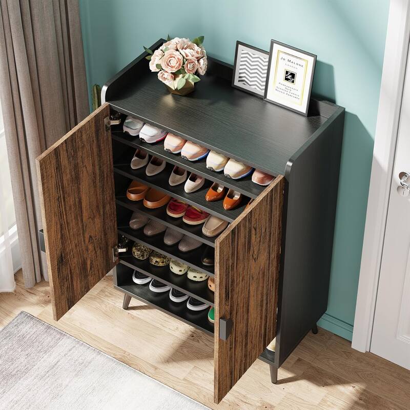 Shoe Cabinet with Doors, 7-Tier Shoe Storage Cabinet for Entryway