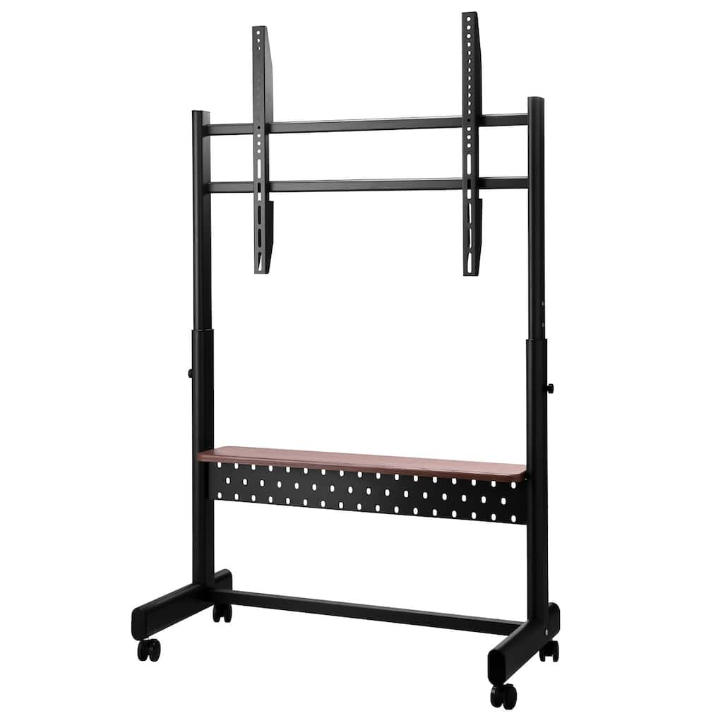 Mobile TV Cart for 55-100 Inch Displays, Height Adjustable, Swivel Wheels - 39.17 x 18.23 x (62.24 - 54.29) in