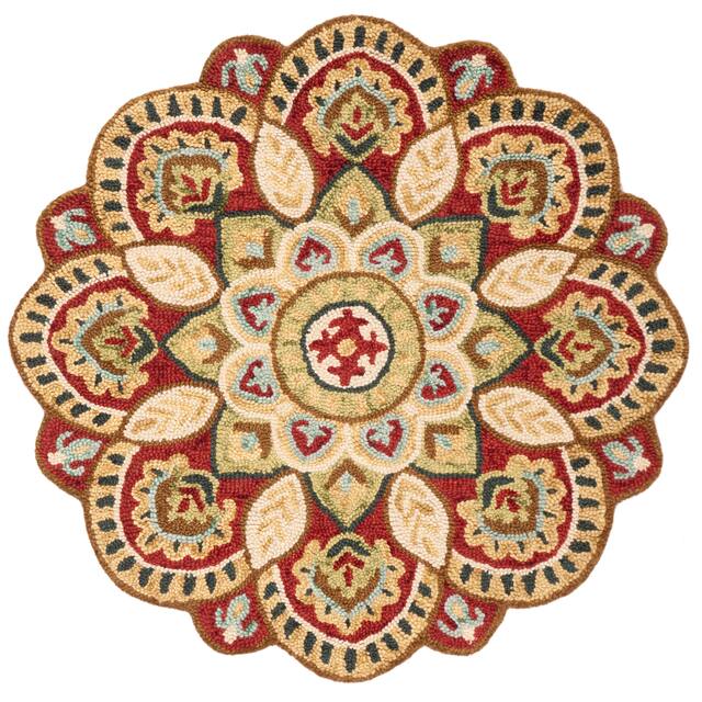 SAFAVIEH Handmade Novelty Urtza Ornate Flower Wool Rug