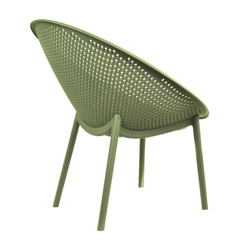 Mid-Century Modern Plastic Lounge Chair Plastic Legs with Breathable Perforated Egg Shaped Seat for Indoor/Outdoor Use