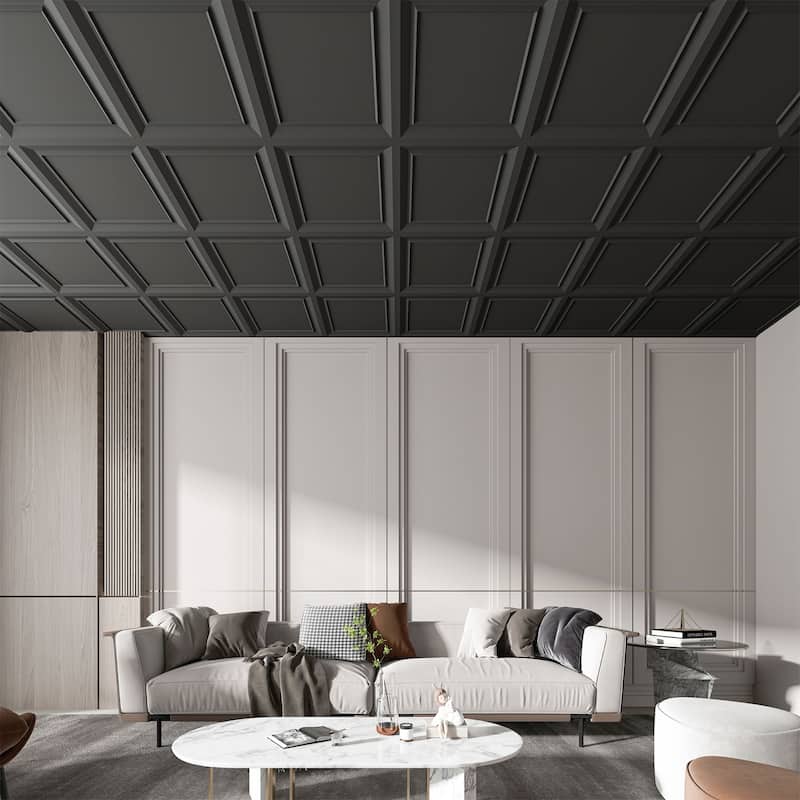 Art3d 23.82''x23.82'' Drop In Ceiling Tiles,PVC Wall Panels,Fire Rated,Waterproof,12-Pack,Cover 48 Sq.Ft