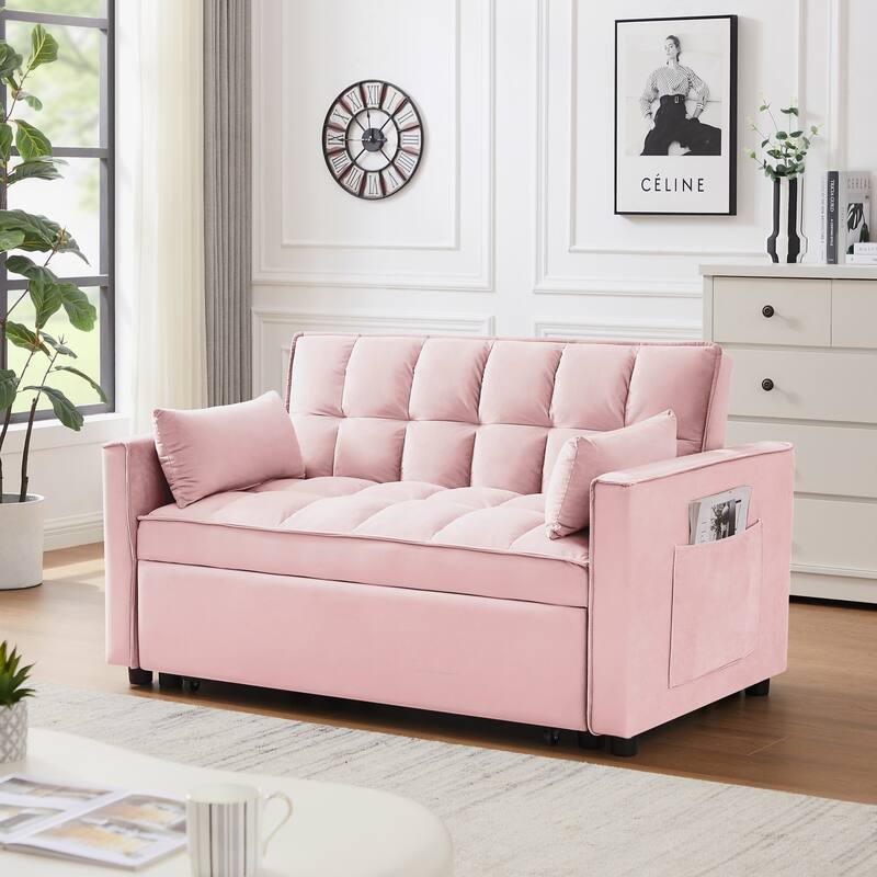 Modern Velvet 3-in-1 Convertible Sofa Bed