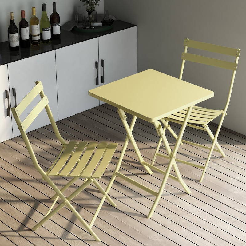3 Piece Yellow Foldable Outdoor Patio Bistro Sets