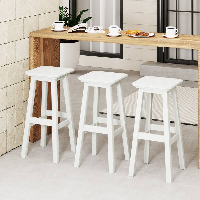 Laguna Hdpe All Weather Outdoor Patio 29" Square Bar Stool (Set Of 3)