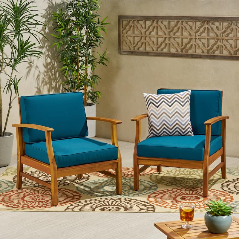 Perla Outdoor Acacia Wood Club Chair (Set of 2) by Christopher Knight Home