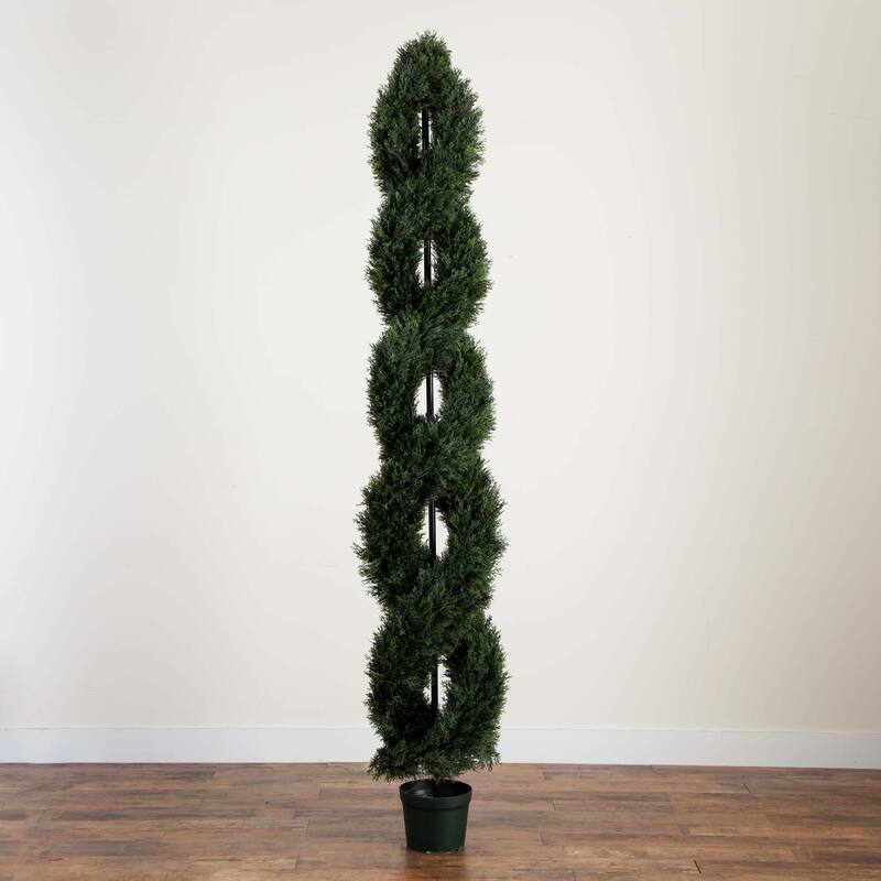 Double Spiral Pond Cypress Artificial Topiary Tree - 8'