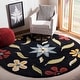 preview thumbnail 6 of 46, SAFAVIEH Handmade Blossom Aggie Modern Floral Wool Rug 6' x 6' Round - Black/Multi