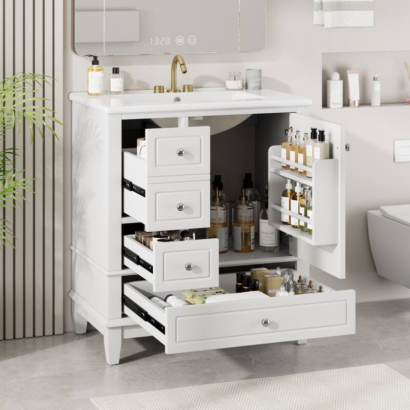 Christopher Knight Home 30" Stylish and Functional Bathroom Vanity with Sink - White - Left Drawer Right Door