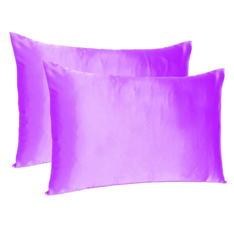 HomeRoots Violet Dreamy Set Of 2 Silky Satin Standard Pillowcases