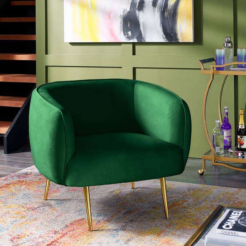 Roman Brass Finish Velvet Upholstered Accent Chair by iNSPIRE Q Bold