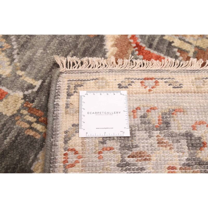 ECARPETGALLERY Hand-knotted Modern Oushak Dark Grey Wool Rug - 5'1 x 7'11