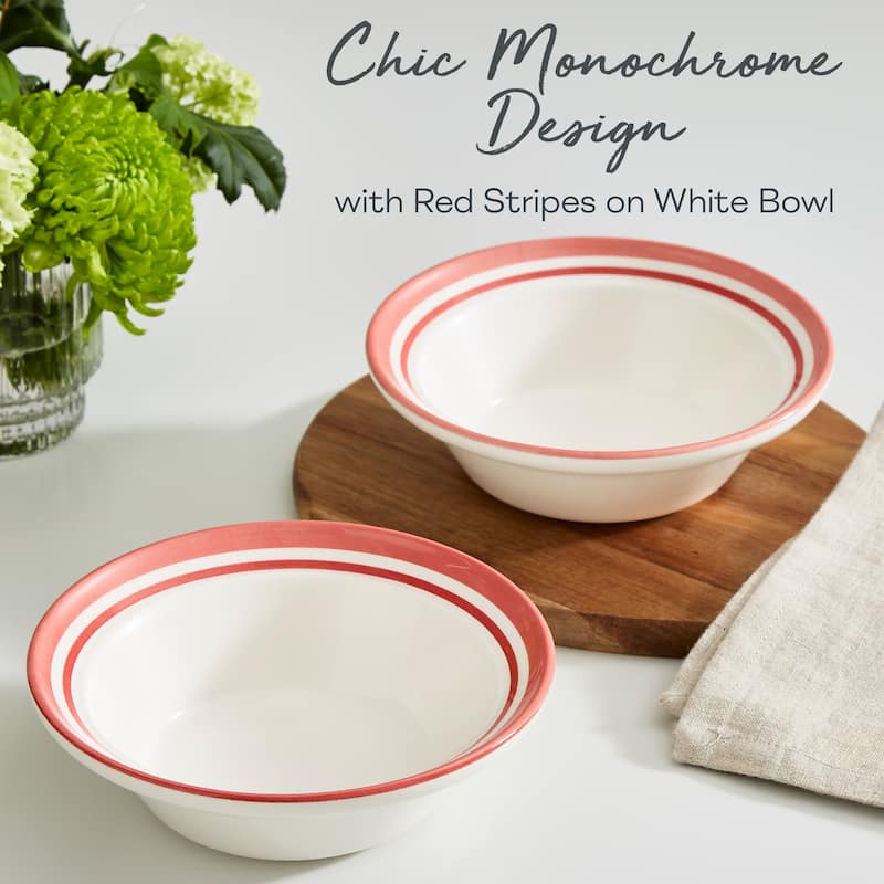 Portmeirion Set of 4 Potters Stripe Oatmeal Bowls - 6.5" D x 2" H