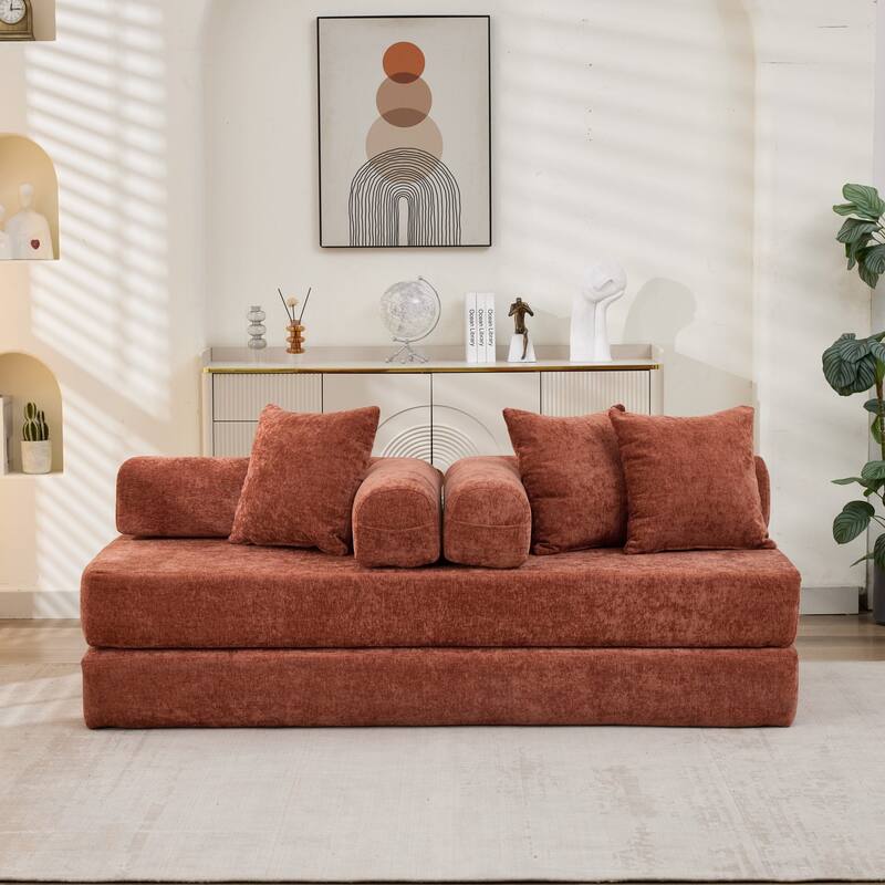 Roomfitters Folding Sofa Bed with 3 Pillows, Convertible Floor Lounger Sleeper Couch for Living Room and Guest Room