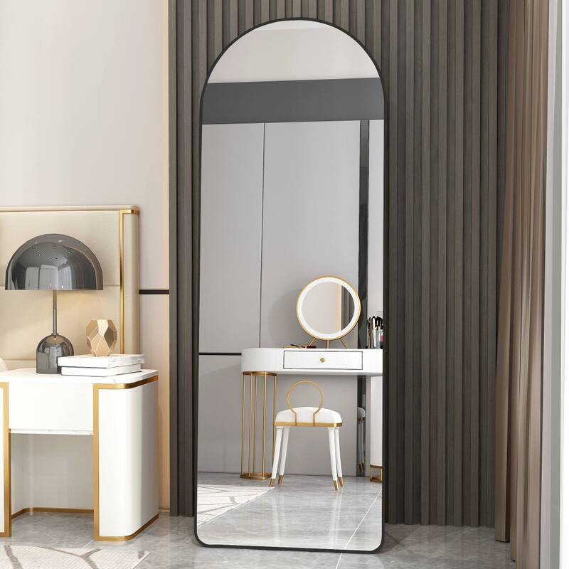 65" Modern Aluminium Framed Freestanding Full Length Mirror in Black